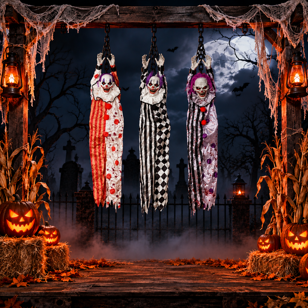 Halloween Animated Hanging Clown Prop