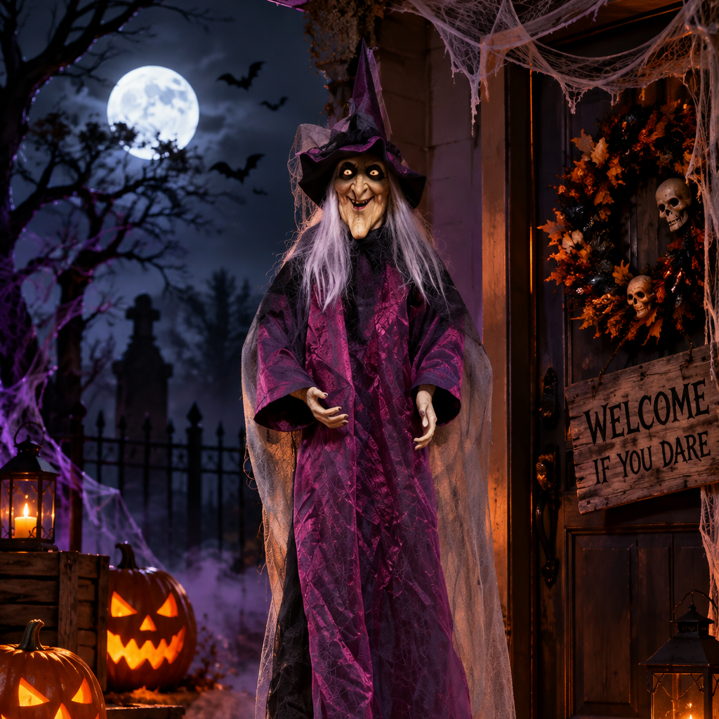 Halloween Witch Sound Activated Screaming Prop