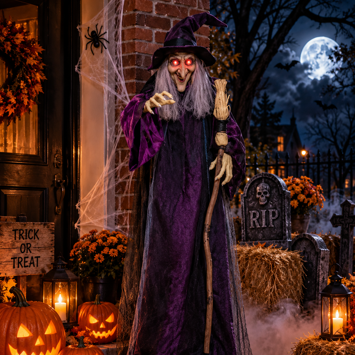 Halloween Witch Sound Activated Screaming Prop